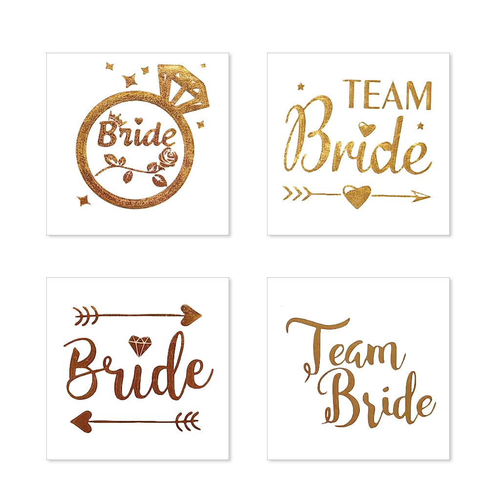 MAYCREATE 32 Sheet Bride Tribe Temporary Tattoo Stickers, Cheers Bride to be Props for Bachelorette Party, Metallic Gold Team Bride Bridesmaid Makeup Tattoos, Room Decoration MAYCREATE 32 Sheet Bride Tribe Temporary Tattoo Stickers, Cheers Bride to be Props for Bachelorette Party, Metallic Gold Team Bride Bridesmaid Makeup Tattoos, Room Decoration